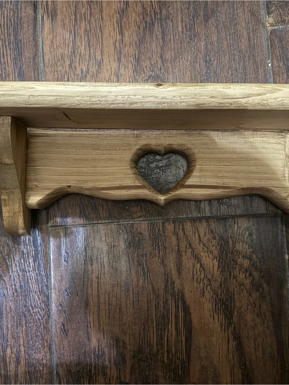 Light Natural Wood Wall Shelf with Heart Cutout